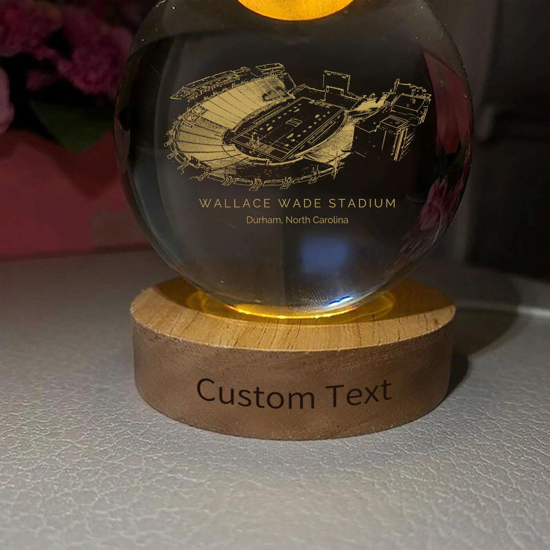 Wallace Wade Stadium 3D Spherical Crystal Ball Lamp