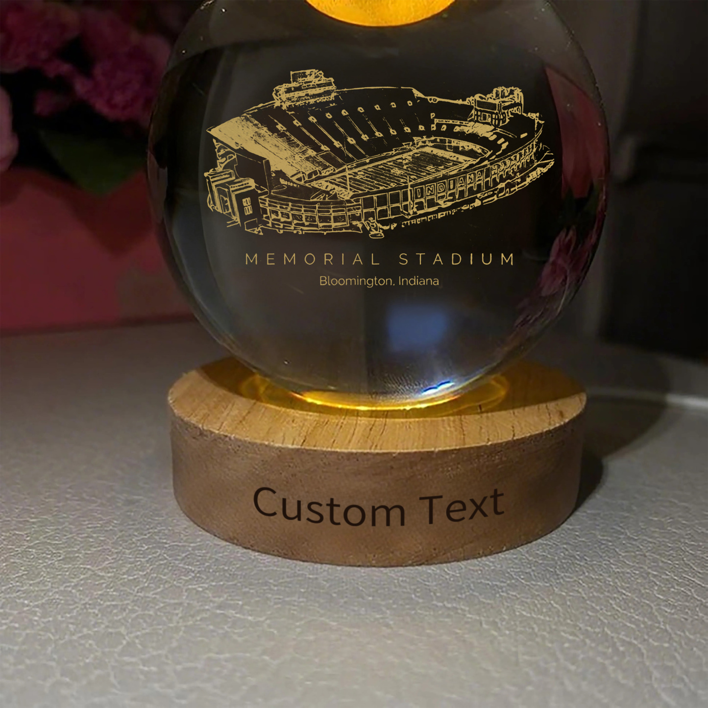 Memorial Stadium (Indiana) 3D Spherical Crystal Ball Lamp