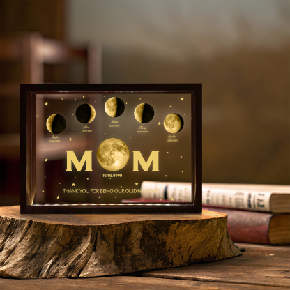 The Day You Became Our Mom, Custom  Mom Moon Phase Led light frame, Mother’s Day Gift, Father's Day