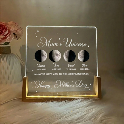 Mom's Sky Custom Real Moon Phase Led Light Frame