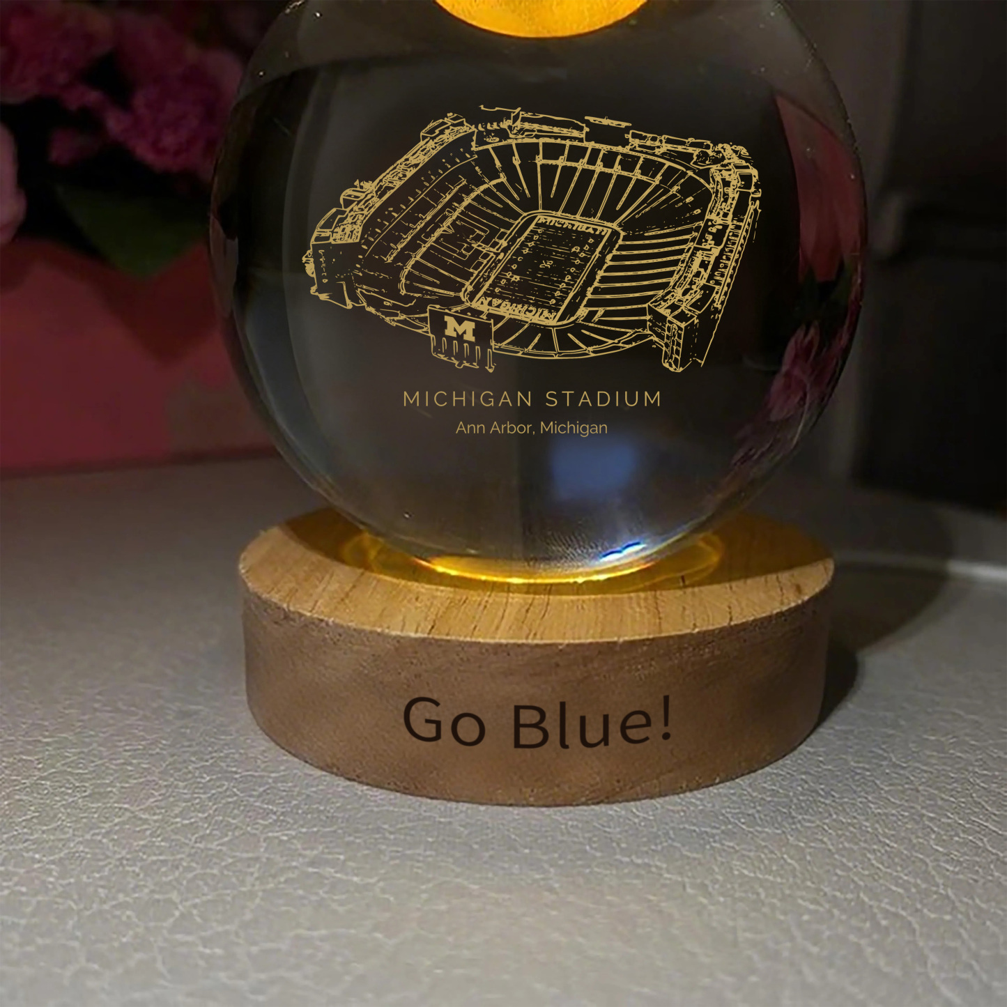 Michigan Stadium 3D Spherical Crystal Ball Lamp