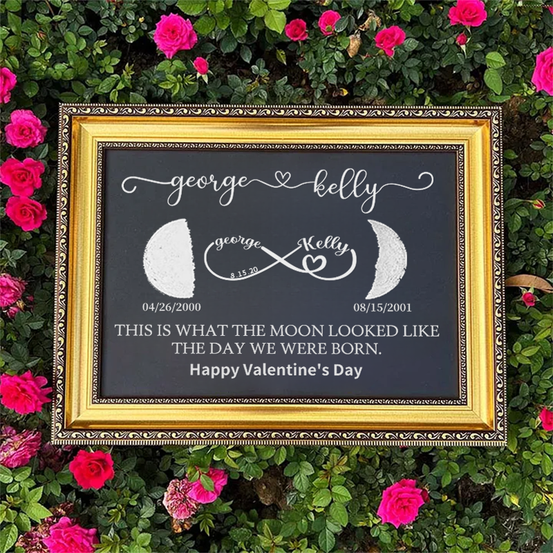 Custom Moon Phase Frame With Text & Date- Custom Art Frame for Mom - Mommy's Universe