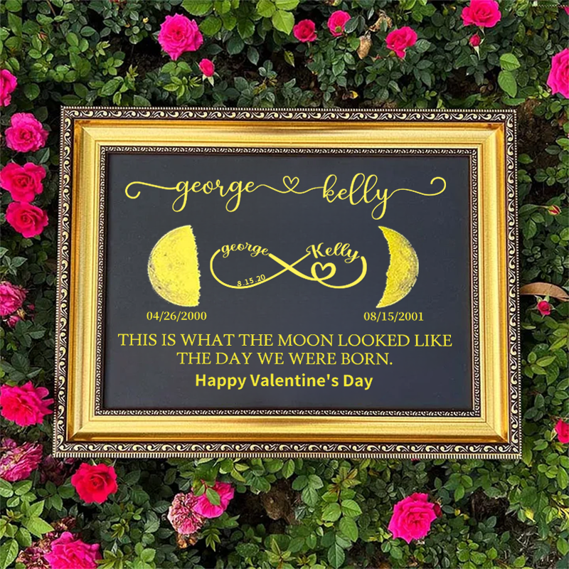 Custom Moon Phase Frame With Text & Date- Custom Art Frame for Mom - Mommy's Universe