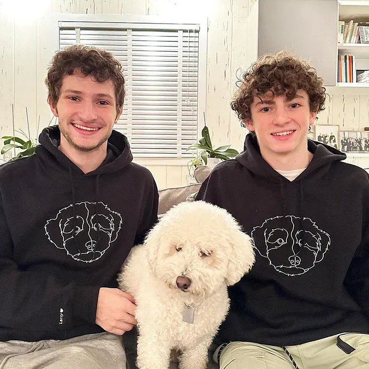 Custom Embroidered Hoodie,Pet Face Sketch Embroidery-forlovever