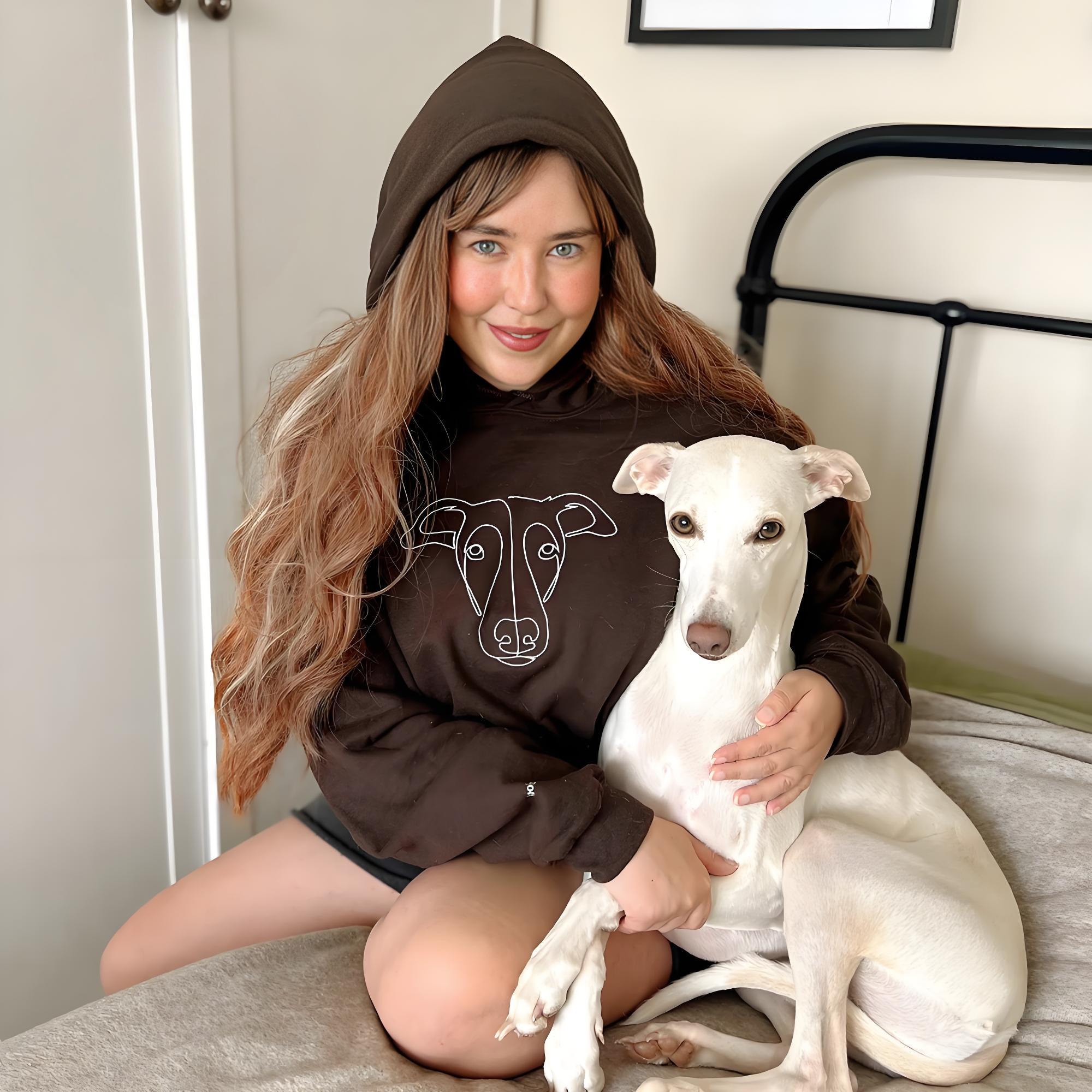 Custom Embroidered Hoodie,Pet Face Sketch Embroidery-forlovever