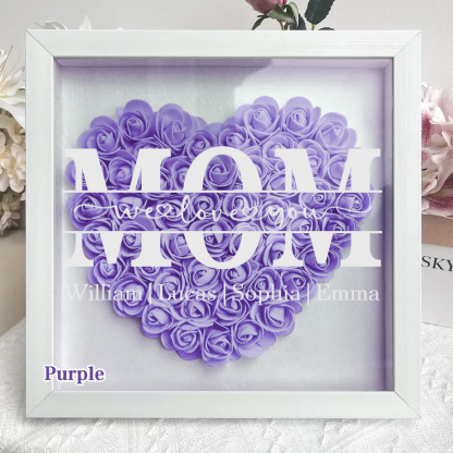 Mum/Grandma We Love You - Personalized Heart Shaped Flower Shadow Box