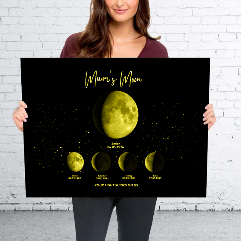 Custom Moon Night Sky Print Family Gift,Mother's Day Gift