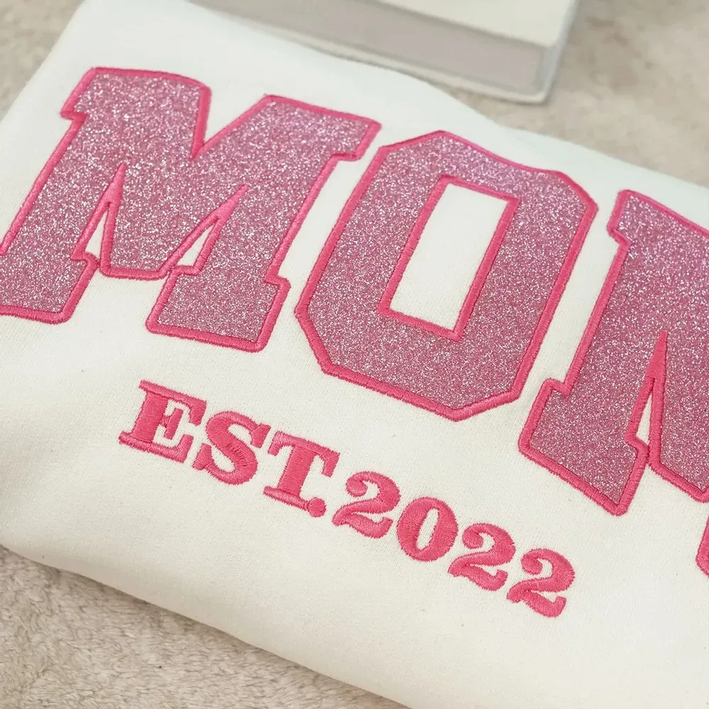 Personalized Mom Est. Year Sweatshirt with Side Bow - Heartfelt Mother's Day Gift for Mom & Grandma