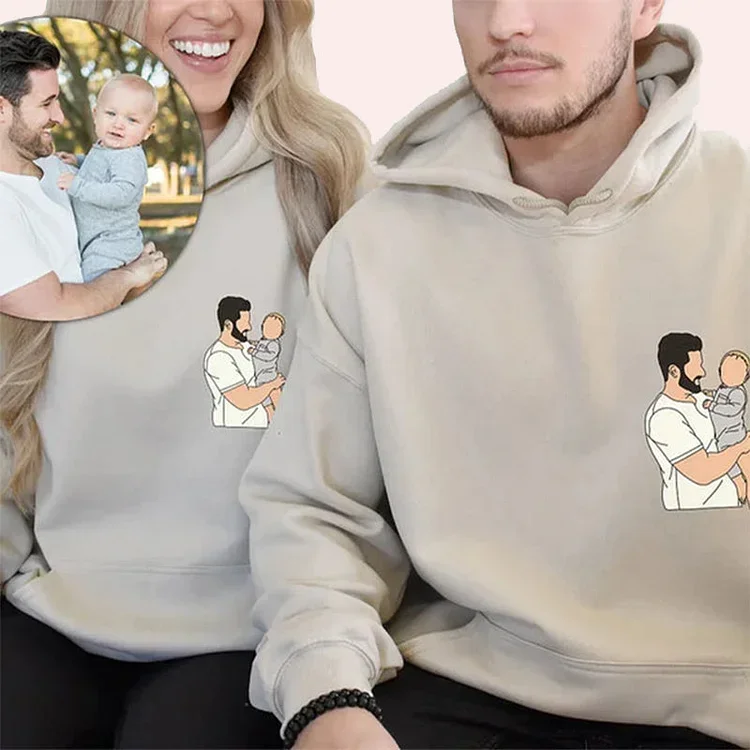 Custom Embroidered Photo Portrait Sweatshirt For papà,papá,pai