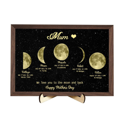 Personalized "We love you to the moon and back"  Wooden Name Family Tree Frame, Custom Last Name Sign for Mum, Mothers' Day Unique Gift for Mum