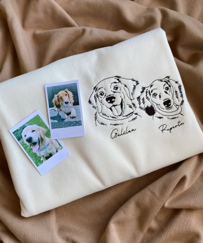 Custom Embroidered Pet Face T-shirt,Personalized hoodie embroidered with multiple pets-forlovever