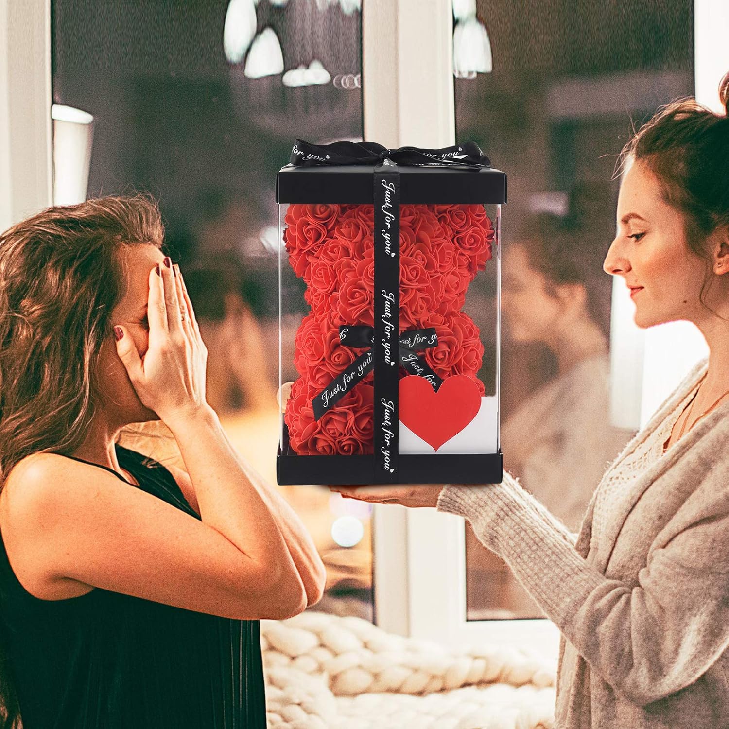 Artificial Flowers Rose Bear Girlfriend Anniversary Xmas Valentine's Day Gift Birthday Present For Wedding Party-forlovever