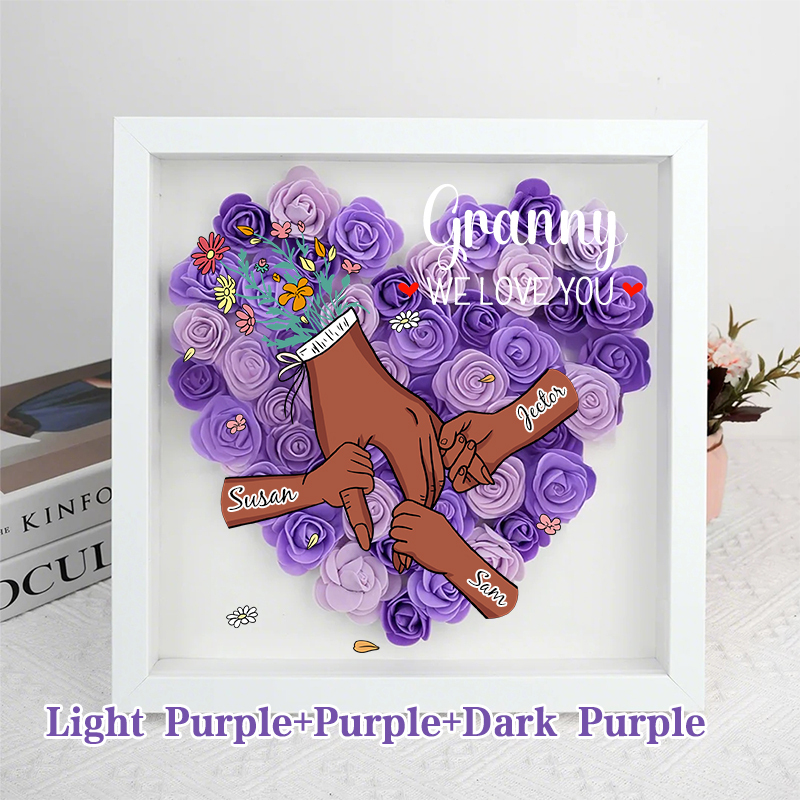 Family Love Blooms Forever – Custom Mum & Grandma Flower Shadow Box with Names