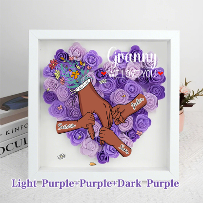 Family Love Blooms Forever – Custom Mum & Grandma Flower Shadow Box with Names