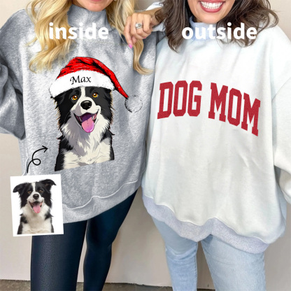 Custom Dog Mom Pet Christmas Mock Neck Reversible Sweatshirt