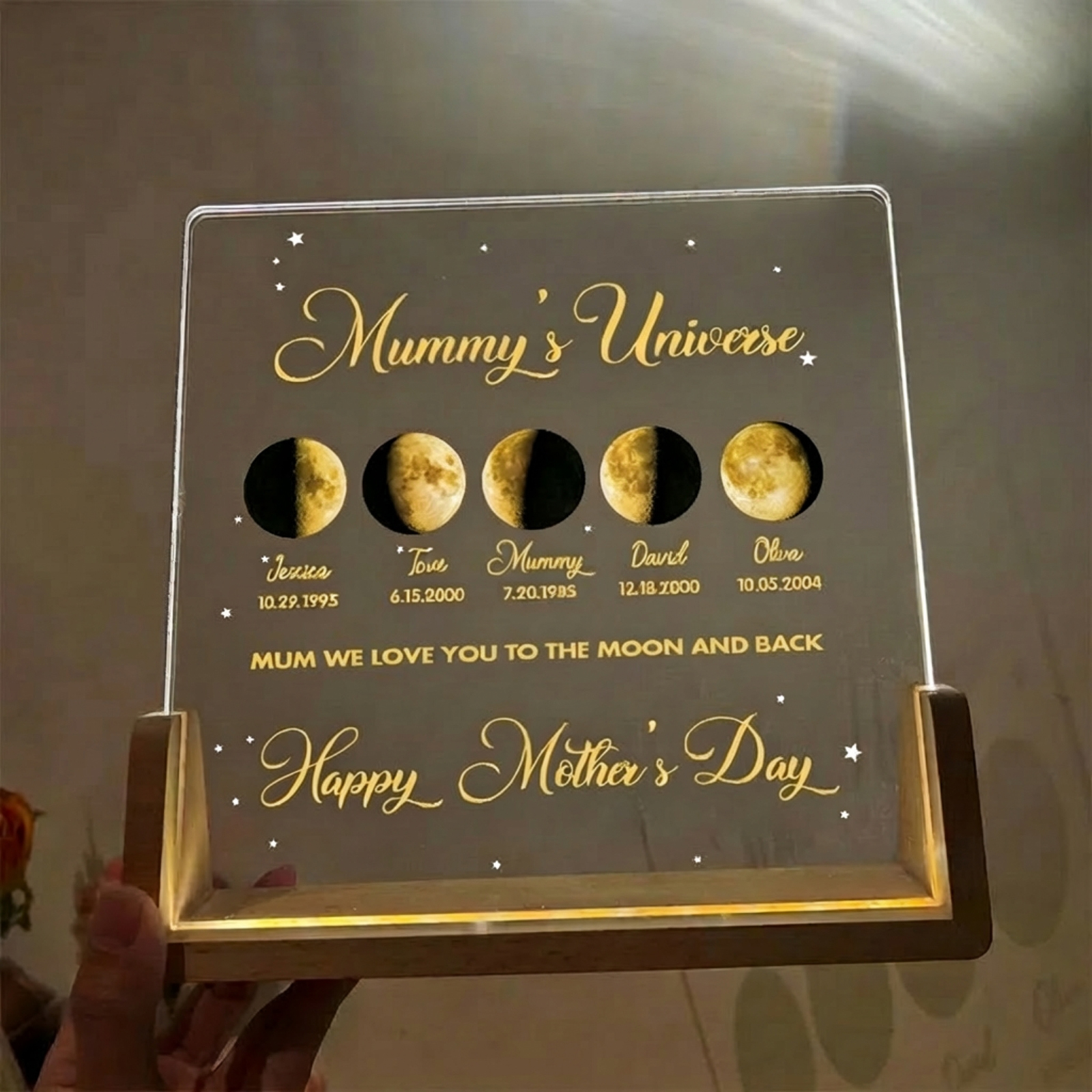Mom's Sky Custom Real Moon Phase Led Light Frame