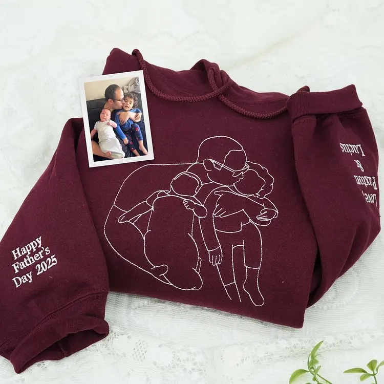 Custom outlined embroidered photo portrait sweatshirt gift for papà, papá, pai