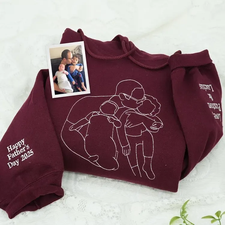 Custom outlined embroidered photo portrait sweatshirt gift for papà, papá, pai