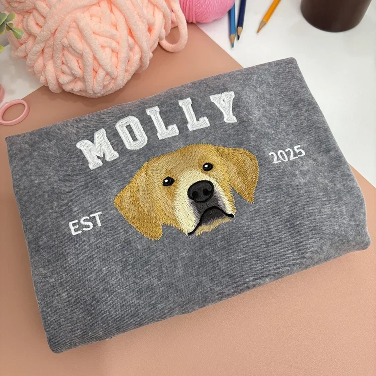 Embroidered Custom Pet Sweatshirt, Pet Vintage Sweatshirt T-Shirt