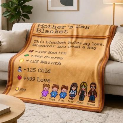 Custom Vintage Pixel Family Mothers Day Gift Blanket