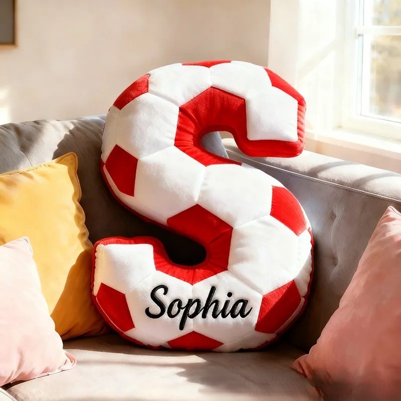 Custom Soccer Letter Pillow with Custom Name Design