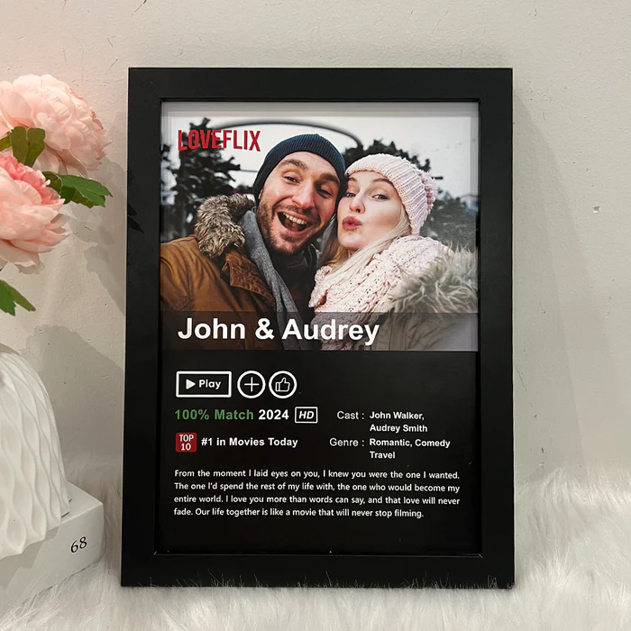 Custom LOVEFLIX Movie Photo Frame with Your Love Story