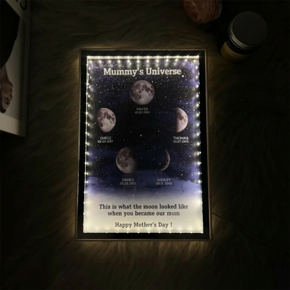 Mummy's Universe - Personalised Customised Starry Moon Phase Mirror Lightboxes