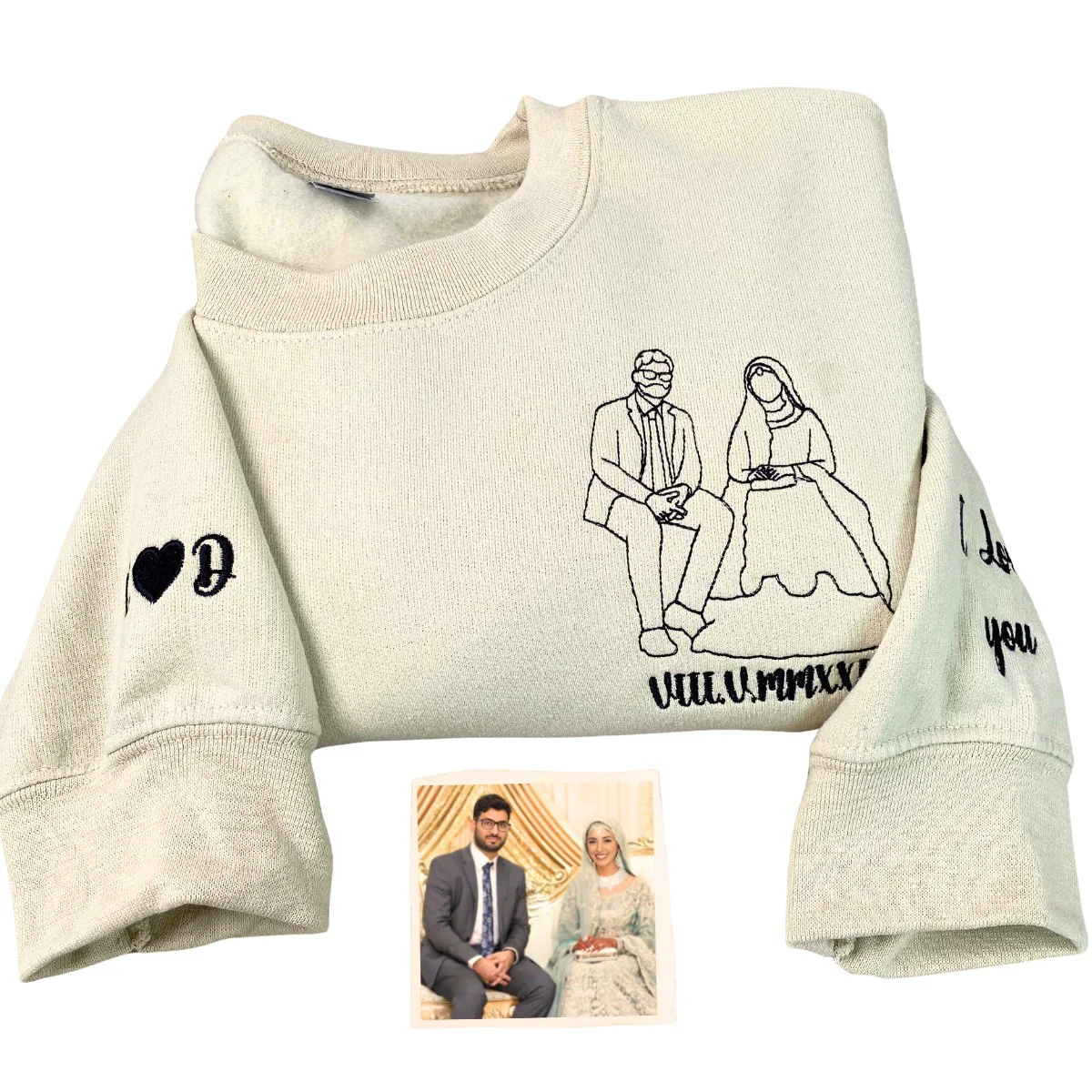 Matching Sweatshirt for Couples Custom Embroidered Photo Sweatshirt/Hoodie/T-shirt