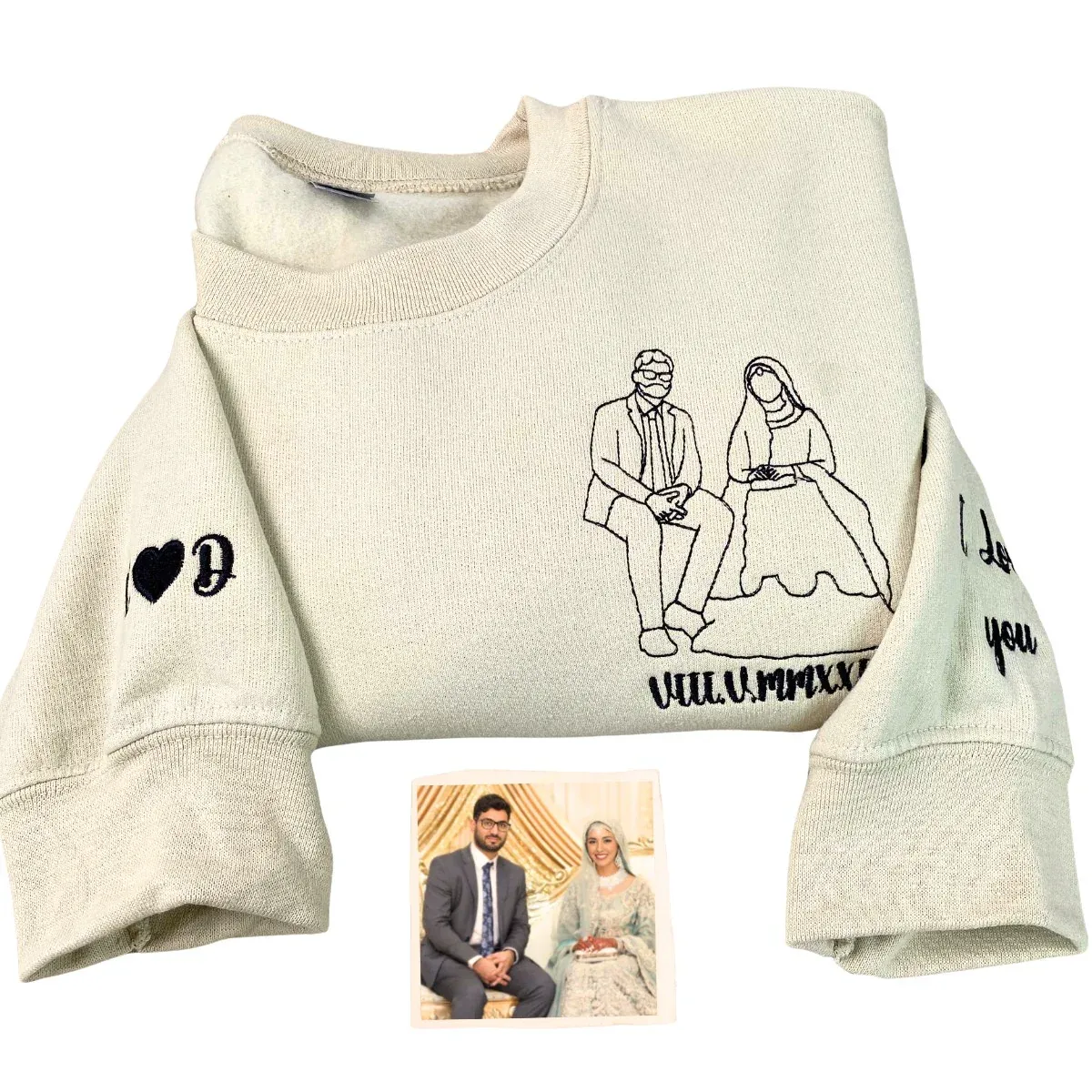 Matching Sweatshirt for Couples Custom Embroidered Photo Sweatshirt/Hoodie/T-shirt