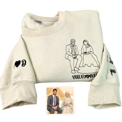 Matching Sweatshirt for Couples Custom Embroidered Photo Sweatshirt/Hoodie/T-shirt