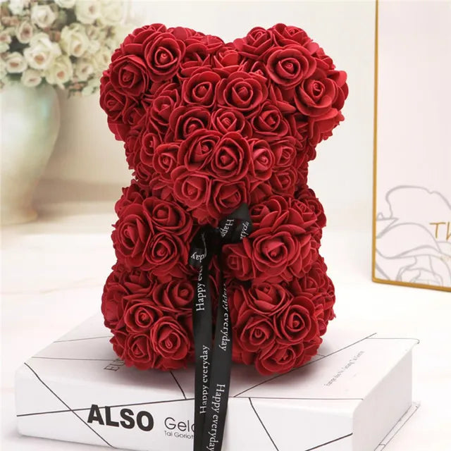 Artificial Flowers Rose Bear Girlfriend Anniversary Xmas Valentine's Day Gift Birthday Present For Wedding Party-forlovever