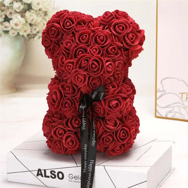 Artificial Flowers Rose Bear Girlfriend Anniversary Xmas Valentine's Day Gift Birthday Present For Wedding Party-forlovever