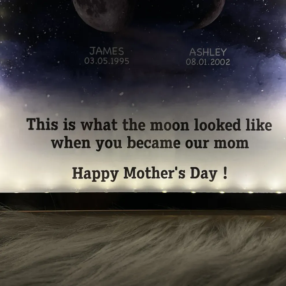 Mummy's Universe - Personalised Customised Starry Moon Phase Mirror Lightboxes