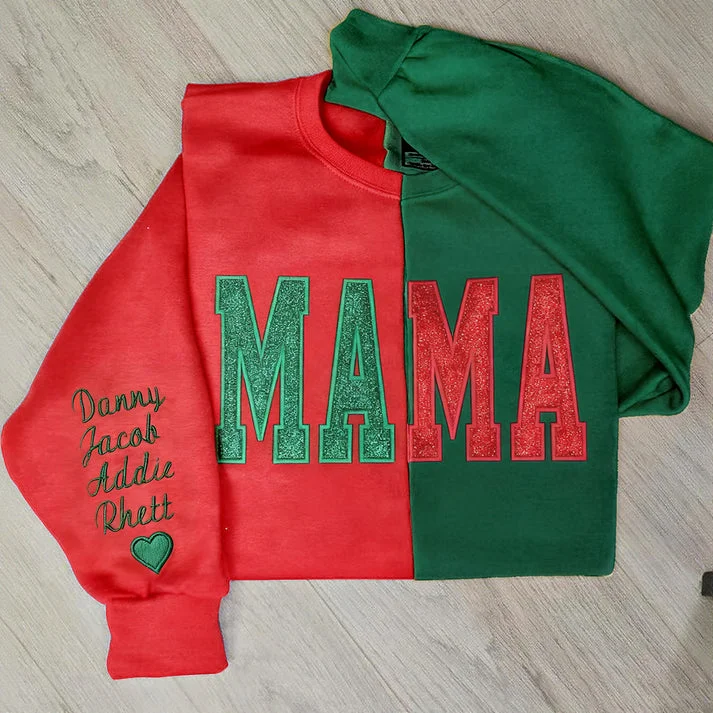 Personalised Sequin Embroidered Mama Colourblock Sweatshirt 
