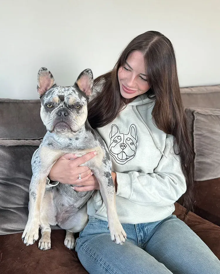 Custom Embroidered Hoodie,Pet Face Sketch Embroidery-forlovever