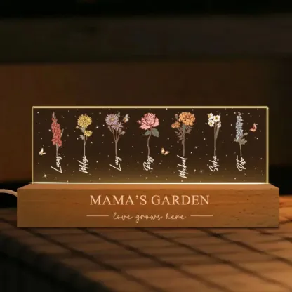 Mum's Garden Custom Acrylic Birthday Month Flower Night Light
