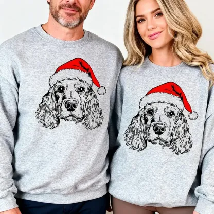 Custom Pet Christmas Sweatshirt - Personalized Dog/Cat Santa Hat Graphic Hoodie