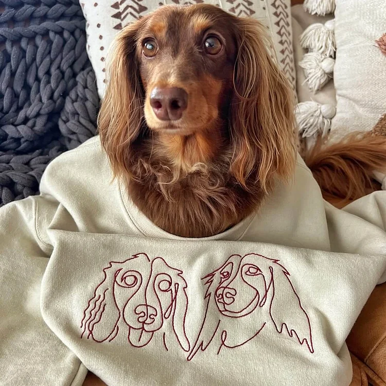 Custom Embroidered Hoodie,Pet Face Sketch Embroidery-forlovever