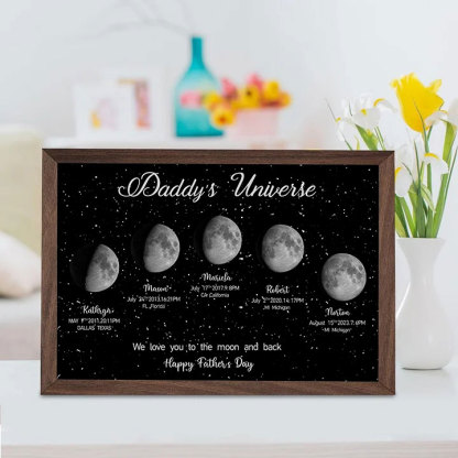 Personalized "We love you to the moon and back"  Wooden Name Family Tree Frame, Custom Last Name Sign for Dad, Fathers' Day Unique Gift for Dad