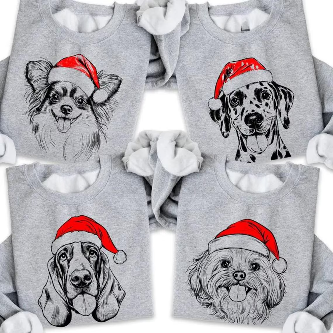 Custom Pet Christmas Sweatshirt - Personalized Dog/Cat Santa Hat Graphic Hoodie