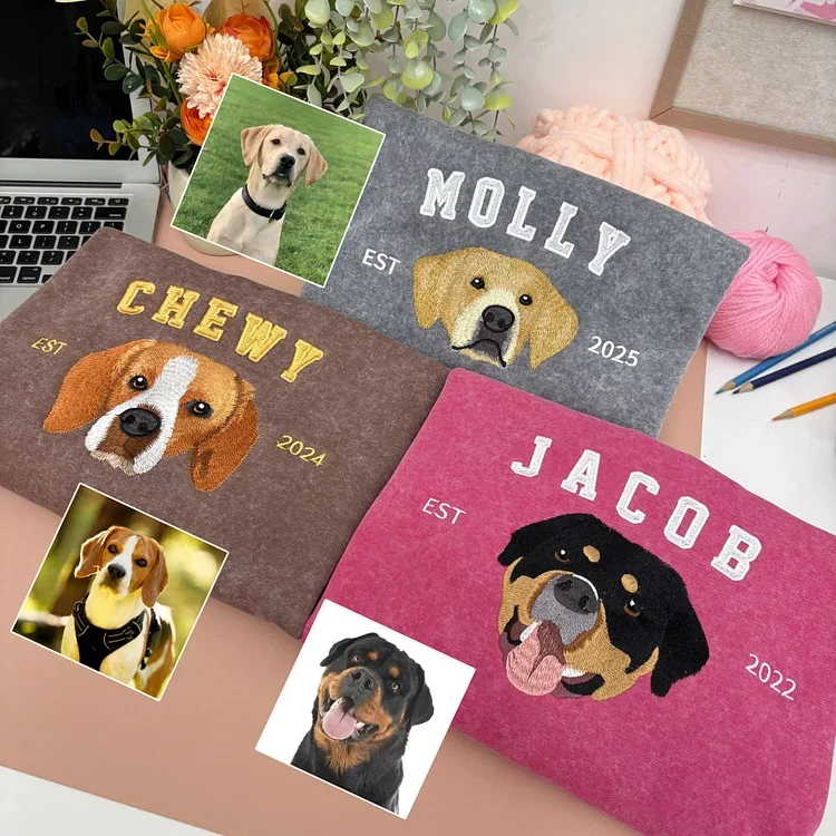 Embroidered Custom Pet Sweatshirt, Pet Vintage Sweatshirt T-Shirt