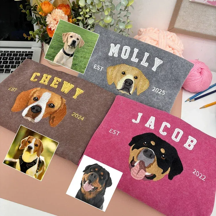 Embroidered Custom Pet Sweatshirt, Pet Vintage Sweatshirt T-Shirt