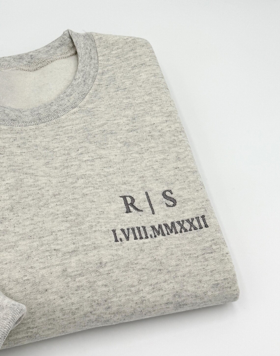Custom Embroidered Roman Numeral Sweatshirt, Personalized Date, Couples Gift