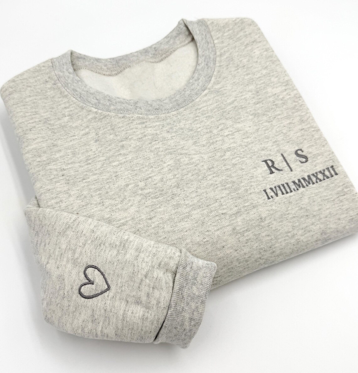Custom Embroidered Roman Numeral Sweatshirt, Personalized Date, Couples Gift