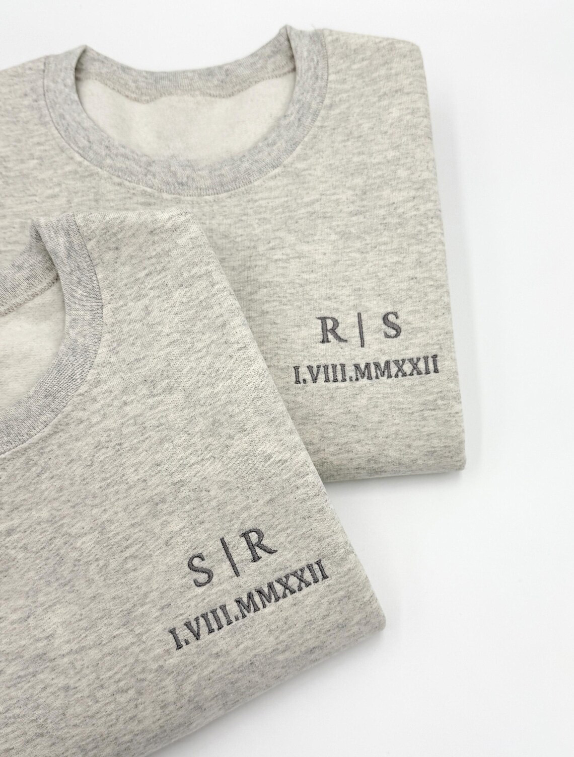 Custom Embroidered Roman Numeral Sweatshirt, Personalized Date, Couples Gift