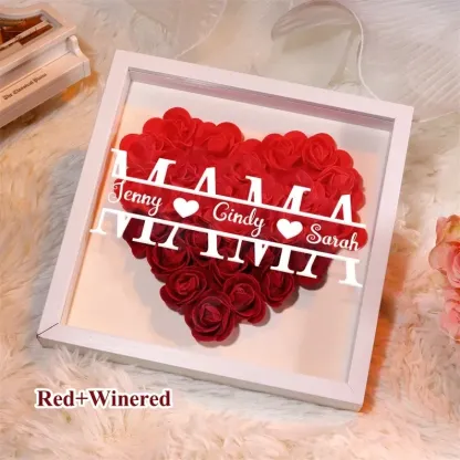 Mum/Grandma Heart Shaped Monogram Flower Shadow Box Gift