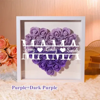 Mum/Grandma Heart Shaped Monogram Flower Shadow Box Gift