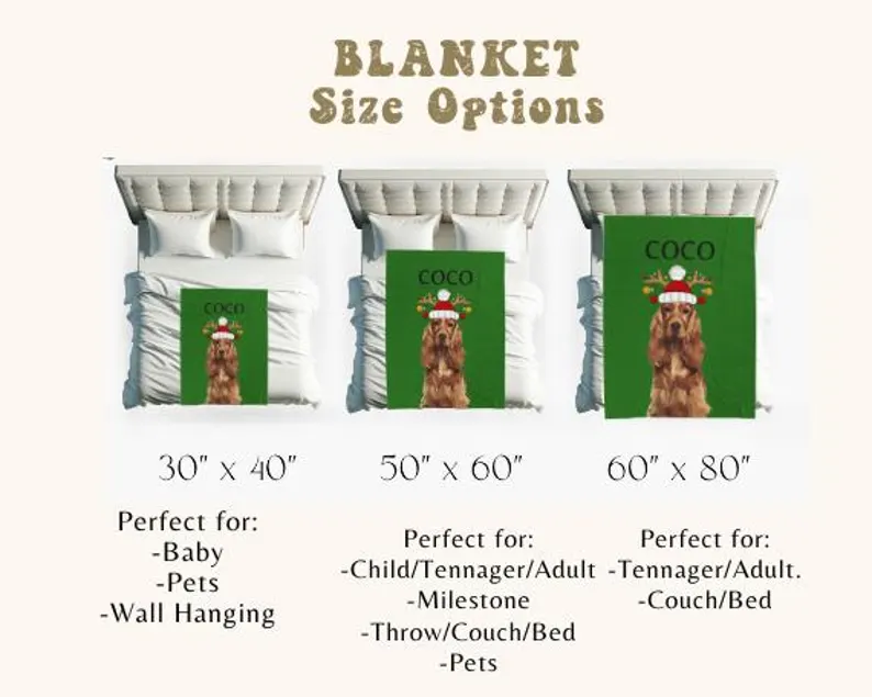 Custom Christmas Pet Blanket - Personalized Cartoon Dog Photo Blanket Customizable Photo Blanket with Text