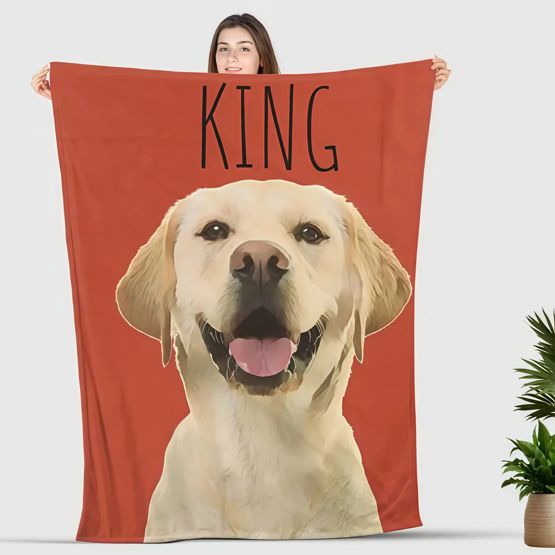 Custom Christmas Pet Blanket - Personalized Cartoon Dog Photo Blanket Customizable Photo Blanket with Text