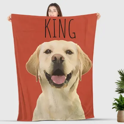 Custom Christmas Pet Blanket - Personalized Cartoon Dog Photo Blanket Customizable Photo Blanket with Text